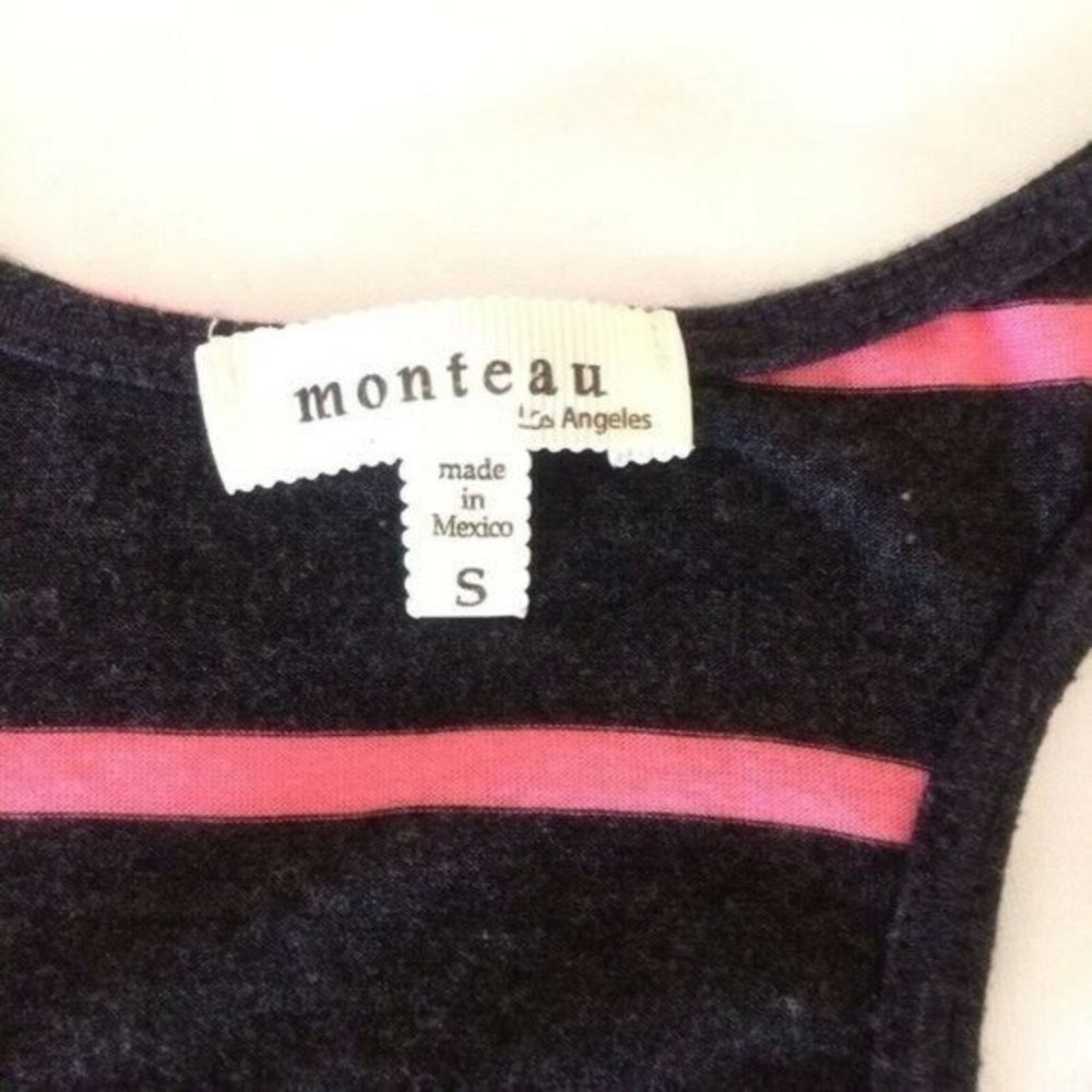 Monteau Los Angeles Women's Sleeveless Gray Pink Stripes Dress Size Small Skater - Picture 8 of 12